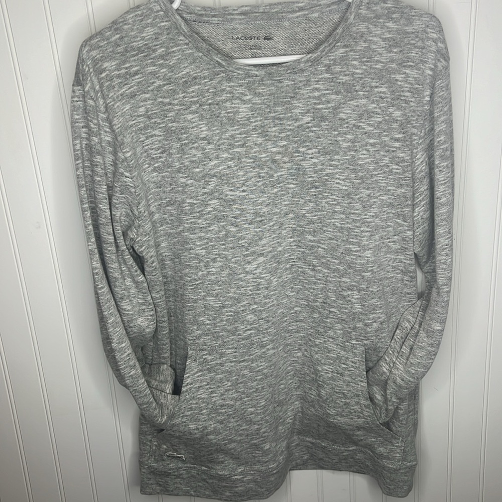 Lacoste Sleepwear Heather Gray Pajama Top Size Medium - Picture 9 of 13